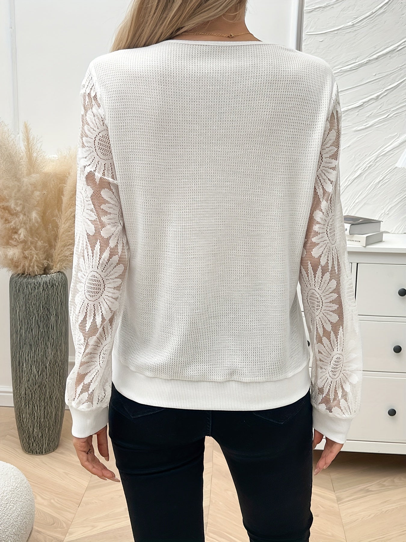 Guipure Lace V-Neck